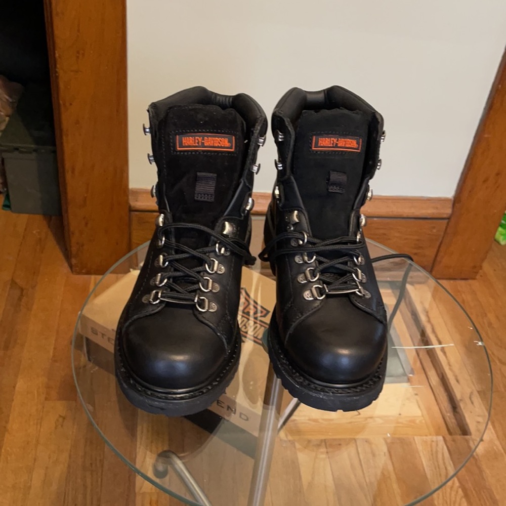 Black Harley Davidson over ankle riding boot